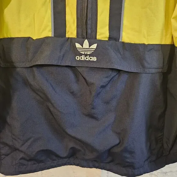 ADIDAS Men Arondak Windbreaker Jacket Sz M Pullover 1/2 Zip Blue Yellow - Picture 2 of 8